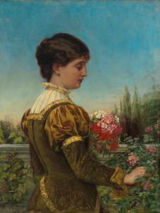 AMYOT Catherine 1845-1926,Portrait of a lady picking flowers,1883,Bonhams GB 2022-03-09