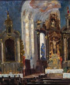 ANACKER Jean 1878-1955,Interieur in einer Kirche,Zeller DE 2019-11-27