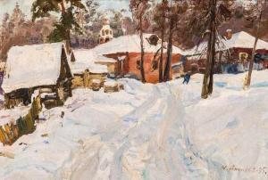 Ananjev Michail Ananjevich,Ansicht von Swenigorod im Winter,1975,Auktionshaus Dr. Fischer 2017-11-08