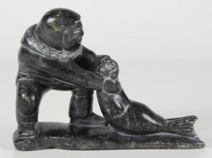 ANAUTA Adamie 1946,a hunter hauling a seal,1986,Clars Auction Gallery US 2017-10-15