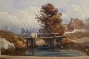 ANCELET Gabriel Auguste 1829-1895,Le pont de bois,Aguttes FR 2011-02-24