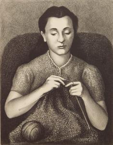 ANCHEL Harold 1912-1980,Woman Knitting,1935-43,Rachel Davis US 2023-06-03