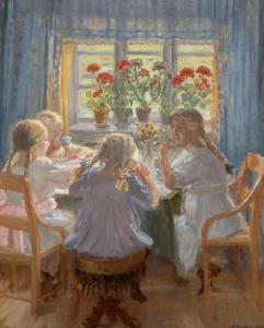 ANCHER Anna,Little girls having a tea party in Nordstuen (the ,1919,Bruun Rasmussen 2023-12-06
