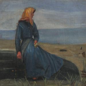 ANCHER Michael 1849-1927,A fisherman's wife in the dunes,Bruun Rasmussen DK 2013-05-27