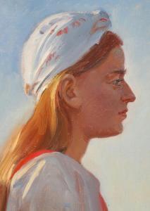 ANCHER Michael 1849-1927,An young woman with bright hair seen in profile,Bruun Rasmussen 2024-03-25