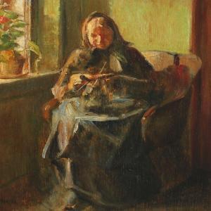 ANCHER Michael 1849-1927,Interior with knitting woman,Bruun Rasmussen DK 2012-08-06