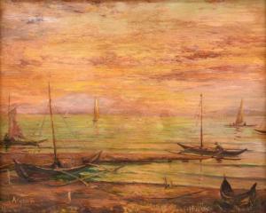 ANCHETA Isidro 1882-1946,Fishing Boats on Manila Bay,Simpson Galleries US 2023-05-20