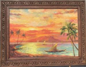 ANCHETA Isidro 1882-1946,Sunset Seascape with Sailboats,Hood Bill & Sons US 2022-08-16