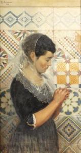 ANCKERMANN Ricardo 1842-1907,Jeune fille dans un intérieur andalou,1904,Millon & Associés 2018-12-18