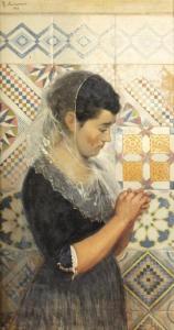 ANCKERMANN Ricardo 1842-1907,Jeune fille dans un intérieur andalou,1904,Millon & Associés 2018-03-21