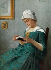 ANDERS Ernst 1845-1911,SITZENDE JUNGE FRAU BEIM LESEN,1901,Hampel DE 2025-03-27