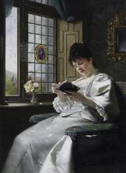 ANDERS Ernst 1845-1911,Young woman reading by the window in a white satin,Van Ham DE 2007-11-17