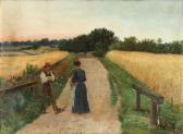 ANDERSEN Cilius 1865-1913,Harvest scene with two people in conversation,Bruun Rasmussen 2020-06-29