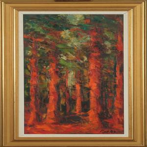 ANDERSEN Finn 1909-1987,Forest scene with redthrees,Bruun Rasmussen DK 2008-06-02