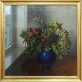 ANDERSEN Wilhelm,Still Life of Rosehips in a Blue Vase by a Window,Lots Road Auctions 2020-05-17