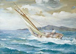 ANDERSON Charles Goldsborough 1865-1936,Gaff-rigged racing yacht,David Lay GB 2022-02-10