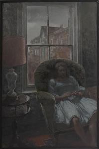 ANDERSON Clayton 1964,Woman seated in green chair,Kamelot Auctions US 2016-03-22