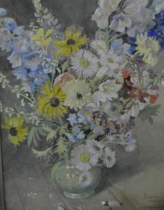 ANDERSON Florence 1874-1930,Still life mixed summer flowers in a vase,Gilding's GB 2016-12-13