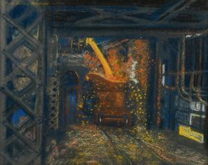 ANDERSON Frank Hartley,Industrial Factory Scene with Molten Metal Being P,Burchard 2022-07-16