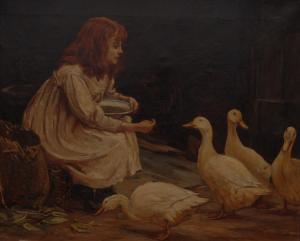 ANDERSON J 1800,Girl Feeding the Geese,Bamfords Auctioneers and Valuers GB 2016-04-13
