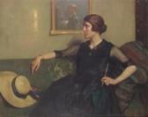 ANDERSON James Bell 1886-1938,Portrait of a woman, seated, the artist reflect,1921,Woolley & Wallis 2016-09-07