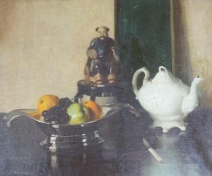 ANDERSON James Bell,Still life of fruit, a Chinese figure and a Victor,2019,Gorringes 2023-01-30
