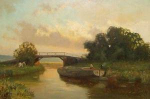 ANDERSON John Farquharson 1800-1900,RiverScene with Barge by a Bridge,Keys GB 2011-02-11