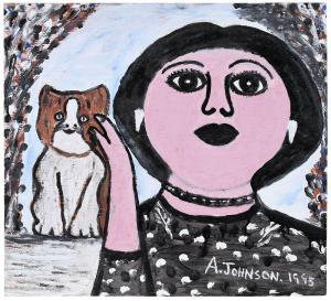 ANDERSON Johnson 1915-1998,Woman with Cat,1995,Brunk Auctions US 2022-05-19
