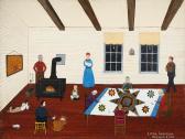 ANDERSON Linda,Primitive interior scene with figures,1982,John Moran Auctioneers US 2017-05-23