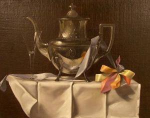 ANDERSON Ronald 1886-1926,still life featuring silver teapot,1950,Winter Associates US 2009-06-01
