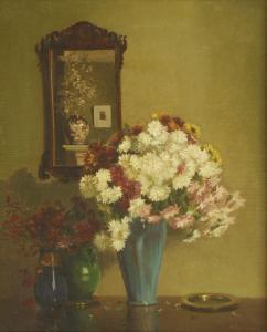 ANDERSON william s 1917-1930,A STILL LIFE OF VASES OF FLOWERS AND A MIRROR IN A,Sworders 2018-09-11