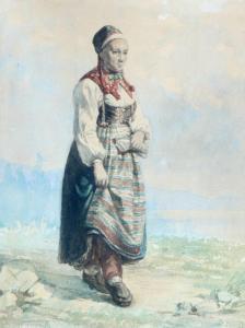 ANDERSSON Nils 1817-1865,Kvinna i folkdräkt,Uppsala Auction SE 2012-03-26