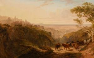 ANDRéOLI Fra,Shepherd with his flock by the valley,AAG - Art & Antiques Group NL 2015-12-14