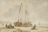 ANDREAS SHELFHOUT 1787-1870,Voiliers sur une plage, des pêcheurs discutant,Christie's GB 2018-03-21