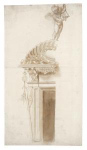 ANDREASI Ippolito 1548-1608,AN ORNAMENTAL DESIGN FOR A DOORWAY WITH A PUTTO PL,Sotheby's 2012-01-25