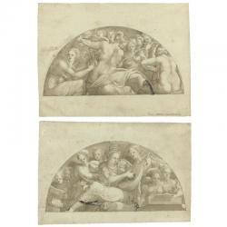 ANDREASI Ippolito 1548-1608,STUDIES FOR TWO LUNETTES WITH CENTRAL FEMALE,1608,Sotheby's 2009-01-28