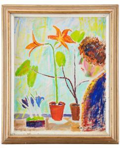 ANDREASSON Folke 1902-1948,Dam beundrar amaryllis och krokus,Uppsala Auction SE 2021-01-26