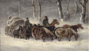 andreev 1800-1800,A horse and cart team struggling in the snow,Christie's GB 2006-11-30