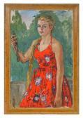 Andreewna UDALZOWA Nadieshda 1886-1961,Girl in a red dress,Stockholms Auktionsverket SE 2007-03-15