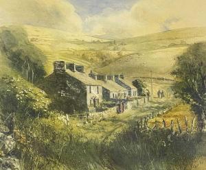 ANDREW Keith 1947,landscape with figure and cottages,1987,Rogers Jones & Co GB 2022-08-21
