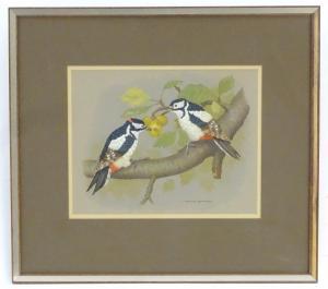 ANDREWS David 1938,Great-Spotted Woodpeckers,20th century,Claydon Auctioneers UK 2021-11-06