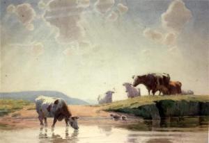 ANDREWS Felix Emile 1888-1975,Cattle coming to Drink,Theodore Bruce AU 2017-06-25
