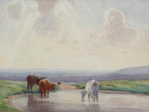 ANDREWS Felix Emile 1888-1975,the Dew Pond South Downs,1922,Burstow and Hewett GB 2023-08-31