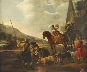 ANDREWS Henry 1794-1868,Landschaft mit Jagdgesellschaft,Von Zengen DE 2022-09-02