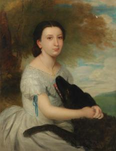 ANDREWS James,Portrait of a young lady with a collie in a landsc,1864,Woolley & Wallis 2020-03-04