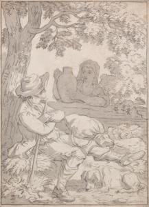ANDRIESSEN Anthony 1746-1813,A shepherd and his dog resting underneath a tree,Venduehuis 2018-11-21