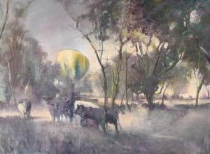 ANDRIULLI Robert 1948,Cows with Hot Air Balloon,1983,Simpson Galleries US 2020-09-20