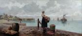 ANDRIZ R,A Washergirl looking out to Harbour as a Steamship Approaches,Cheffins GB 2009-03-26