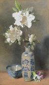 ANGELL COLEMAN Helen Cordelia 1847-1884,Azelias in a Blue and White Vase,David Lay GB 2021-07-22