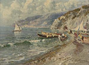 Angelo Canucci 1900-1900,Fishing boats on the Amalfi Coast,Christie's GB 2008-05-08